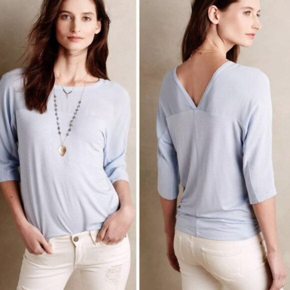 Anthropology Dolan Left Coast Avan Dolman Sleeves Knit Top Size M White Grey - Picture 1 of 9